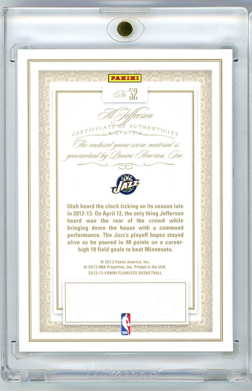 Al Jefferson 2012-13 Panini Flawless game-worn jersey relic #'d 20/25