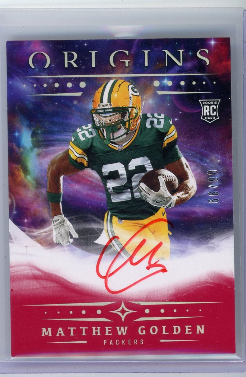 Matthew Allen Card Collection Matthew Golden 2025 Panini Origins Auto RC #'d 06/99 – Piece Of The Game