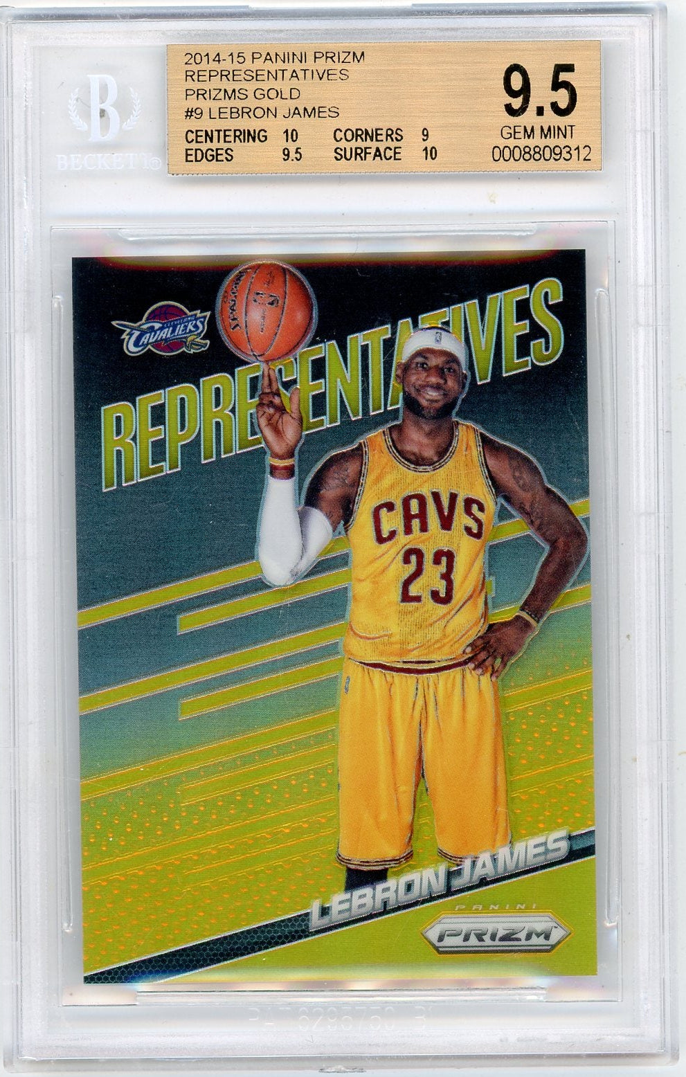 LeBron James 2014-15 Panini Prizm Representatives Gold Prizm #'d 02/10 BGS 9.5