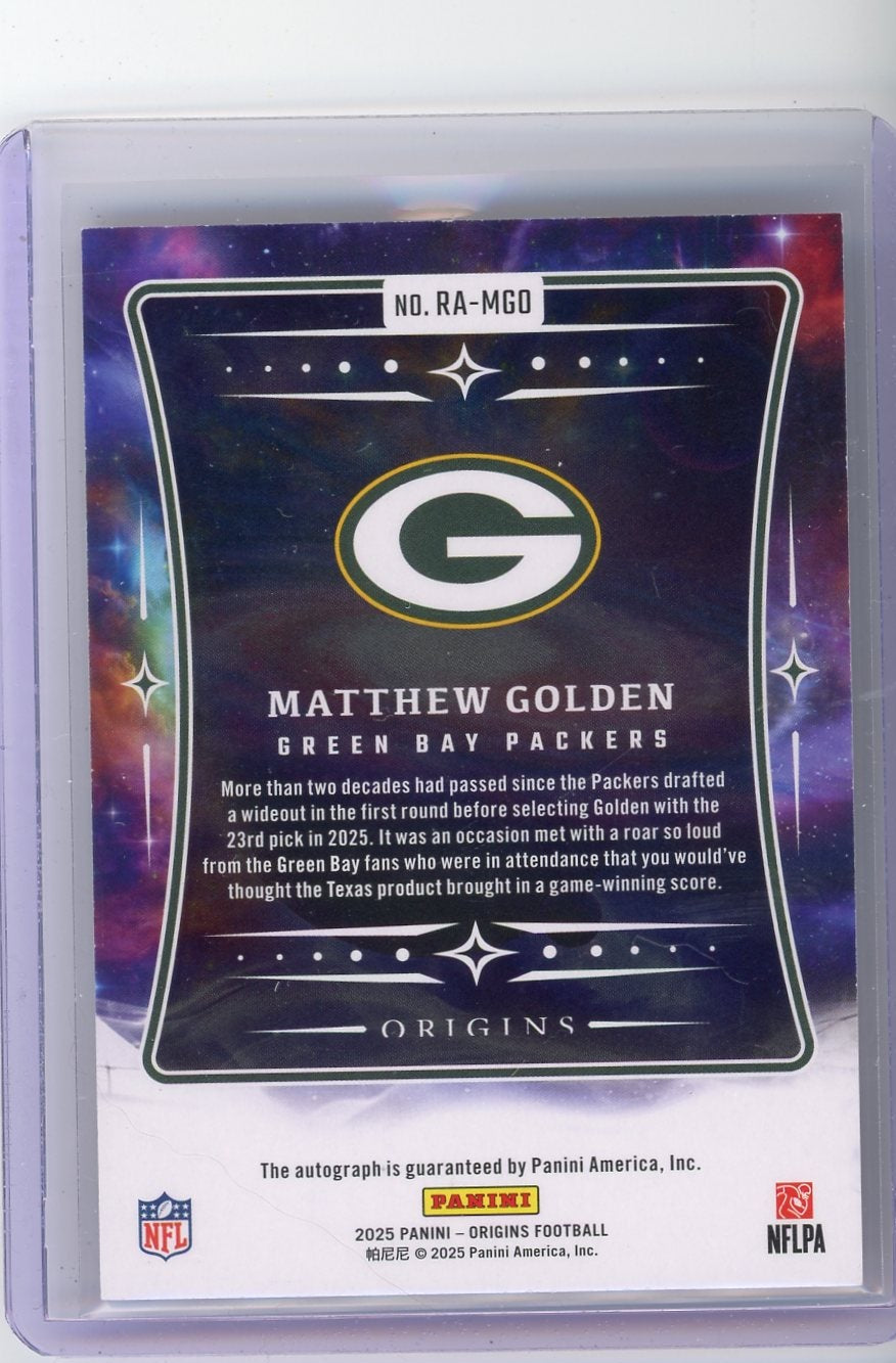 Matthew Allen Card Collection Matthew Golden 2025 Panini Origins Auto RC #'d 06/99 – Piece Of The Game