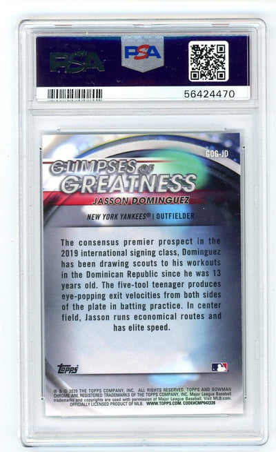 Jasson Dominguez 2020 Bowman Draft Glimpses of Greatness PSA 9