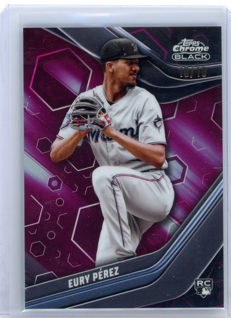 Eury Perez 2023 Topps Chrome Black magenta rookie card 