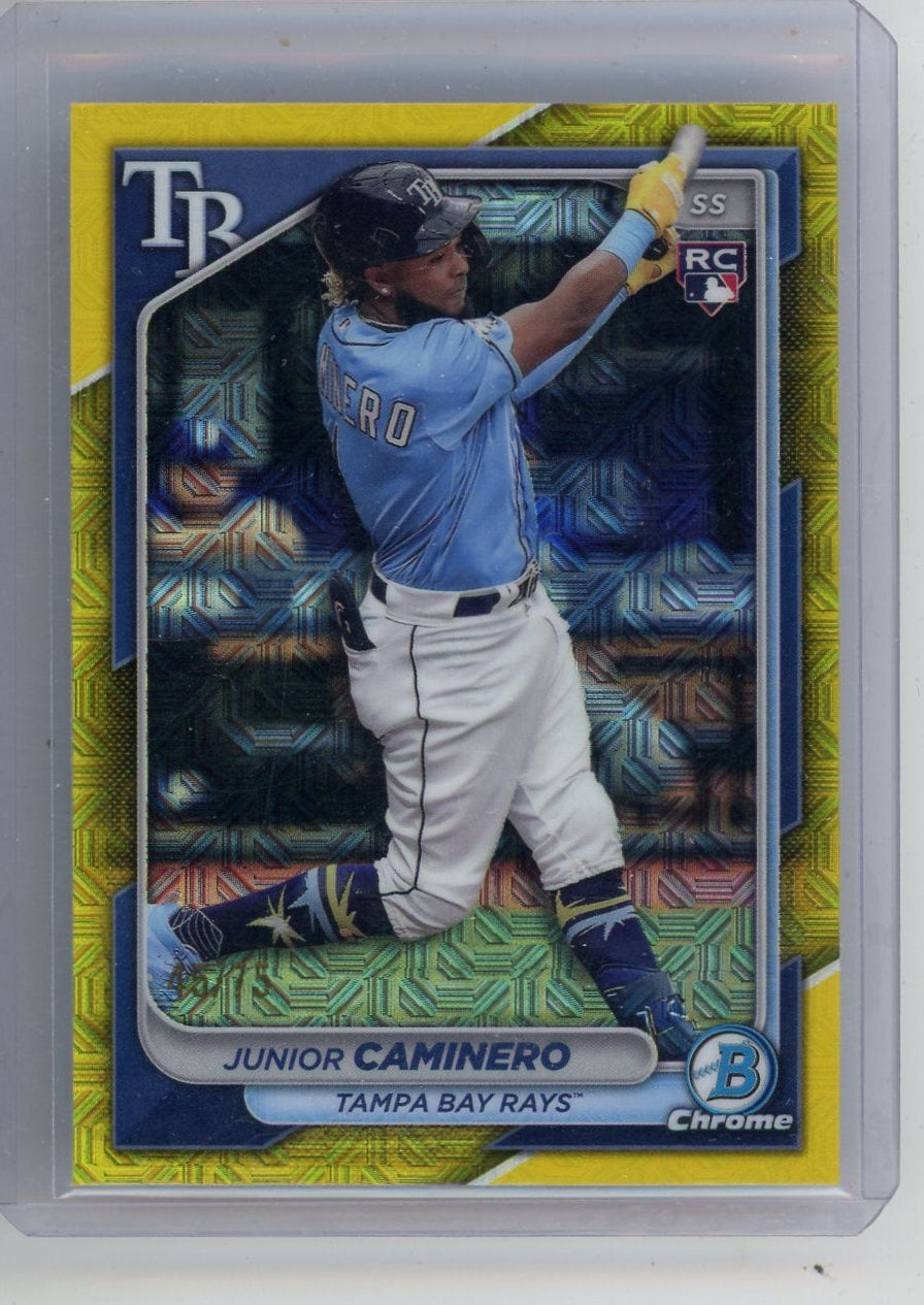 Junior Caminero 2024 Bowman Chrome mojo yellow ref. RC #'d 45/75