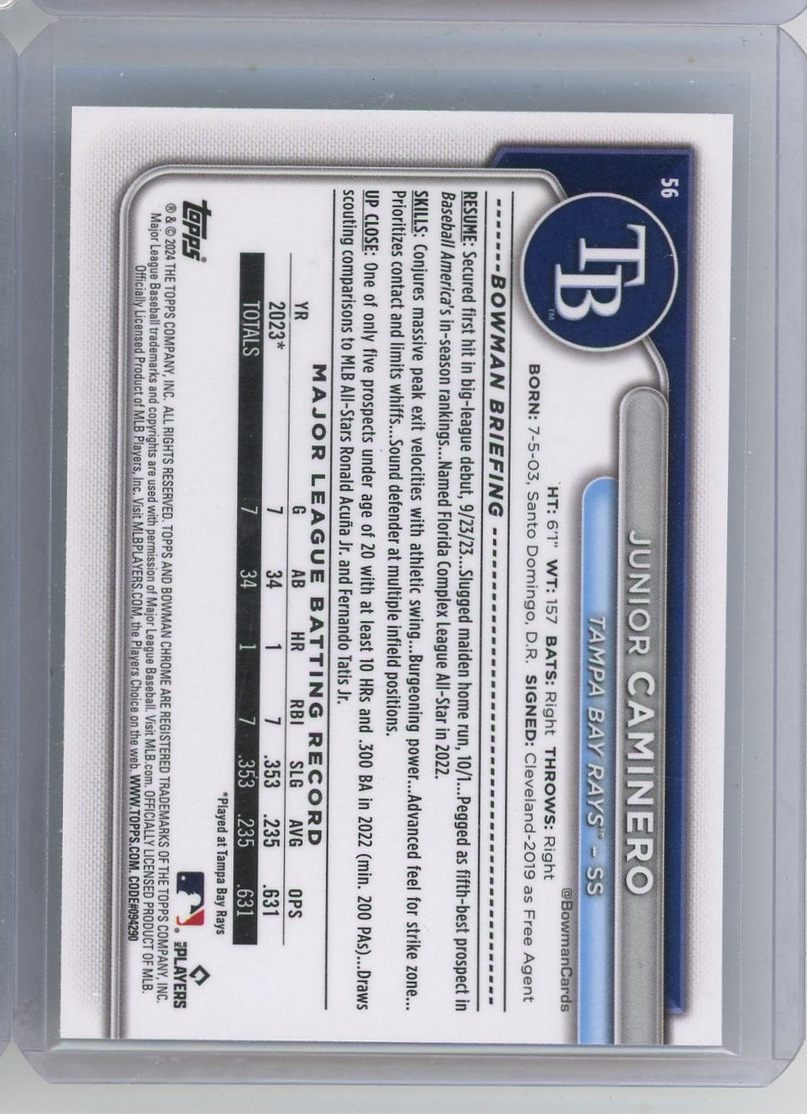 Junior Caminero 2024 Bowman Chrome mojo yellow ref. RC #'d 45/75