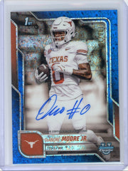 DeAndre Moore Jr. 2025 1st Bowman Chrome autograph blue mini diamond ref. #'d 118/150