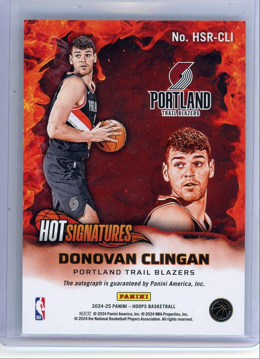 Donovan Clingan 2024-25 Panini NBA Hoops Hot Signatures autograph RC