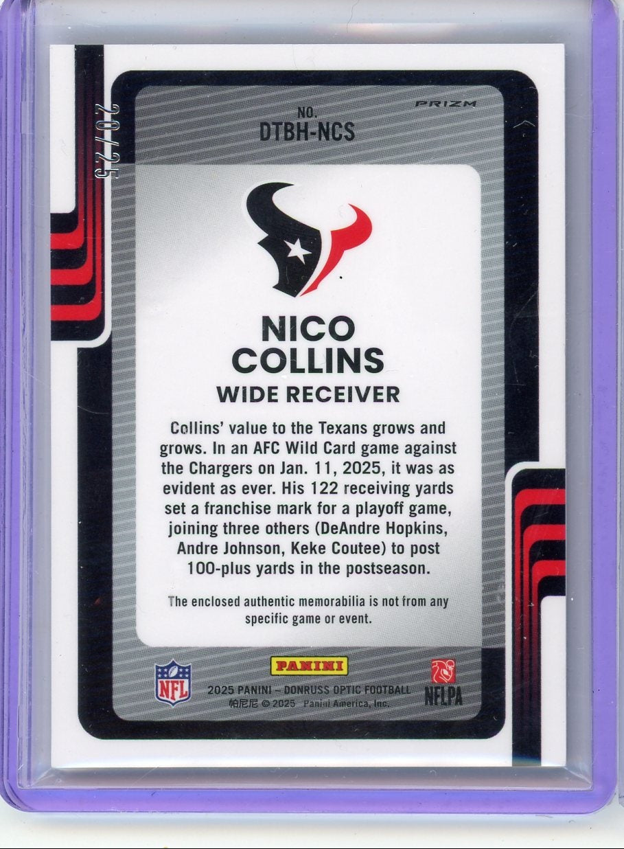 Nico Collins 2025 Panini Donruss Optic Threads Black Pandora #'d 20/25