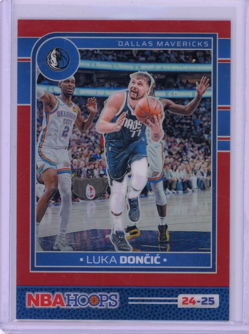 Luka Doncic 2024-25 Panini NBA Hoops Premium red holo #'d 91/99