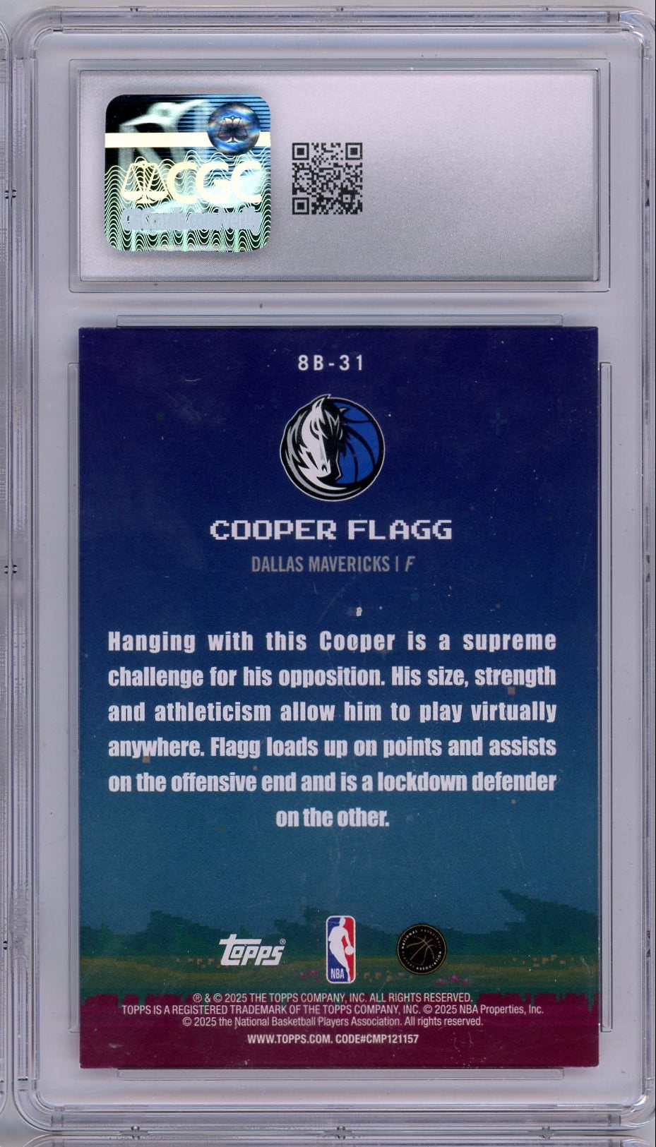 Cooper Flagg 2025-26 Topps 8-Bit Ballers RC CGC 8
