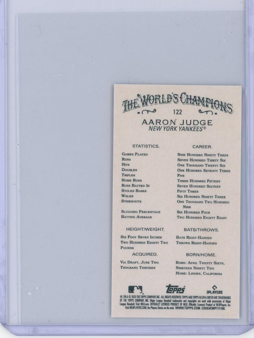 Aaron Judge 2025 Topps Allen & Ginter mini gold border sp