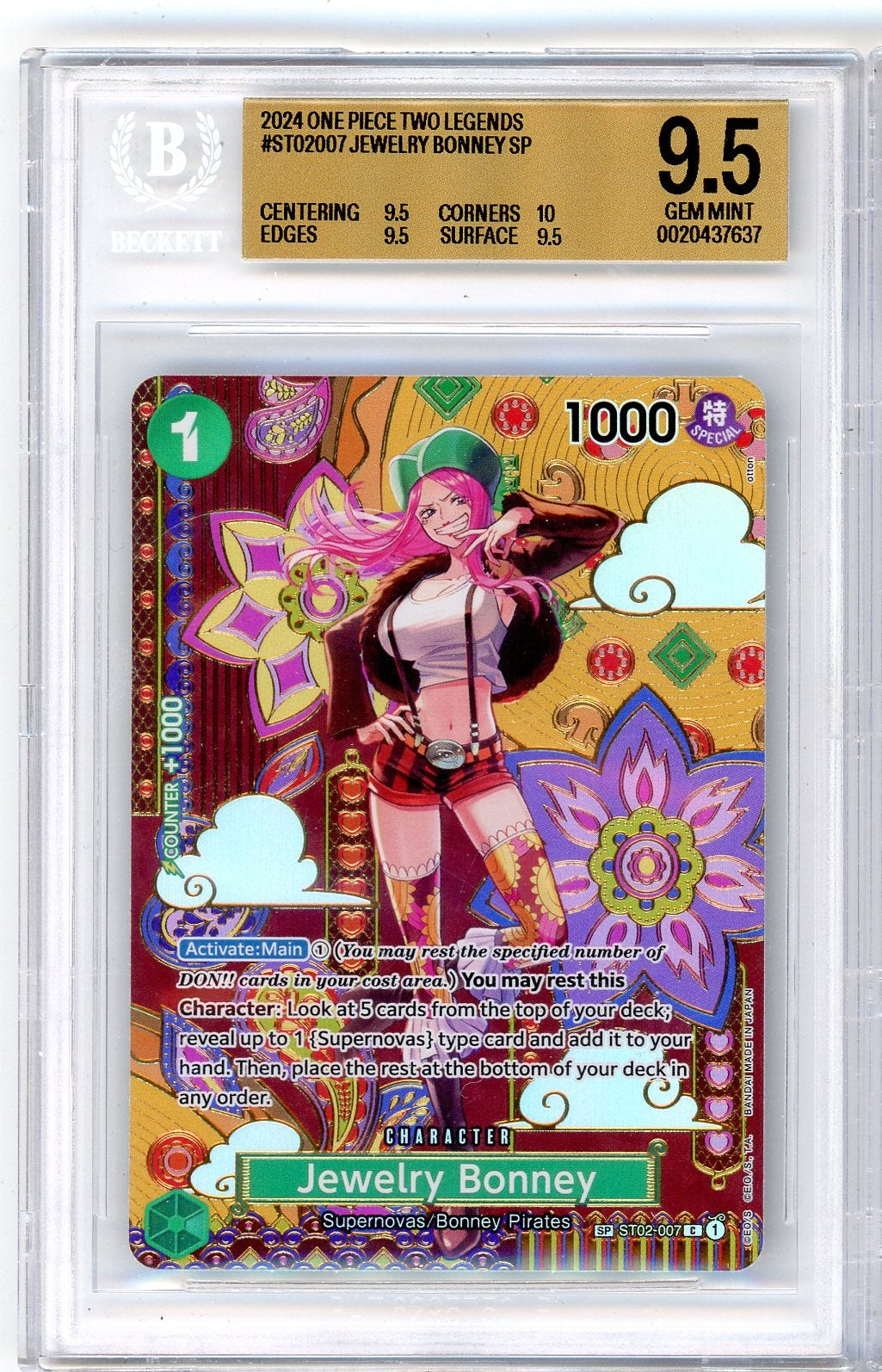 Jewelry Bonney 2024 One Piece Two Legends SP #ST02-007 BGS 9.5