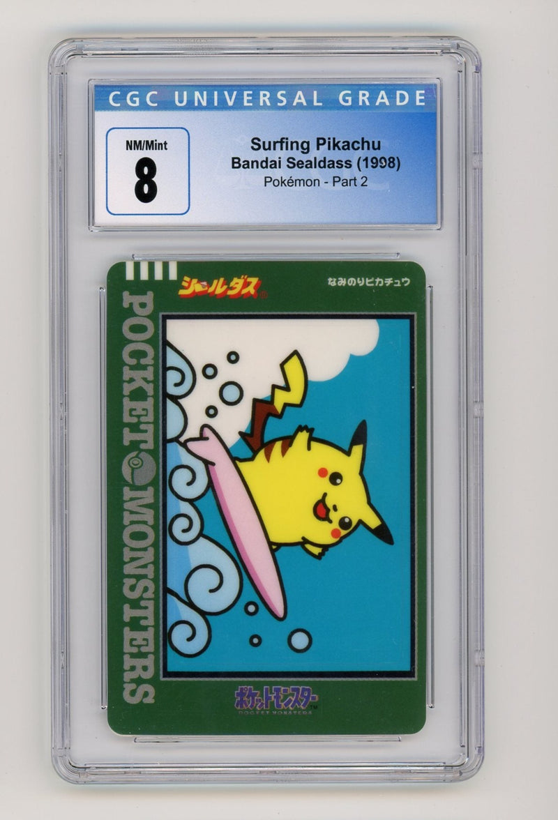 Surfing Pikachu 1998 Pocket Monsters (Pokémon) Bandai Sealdass CGC 8