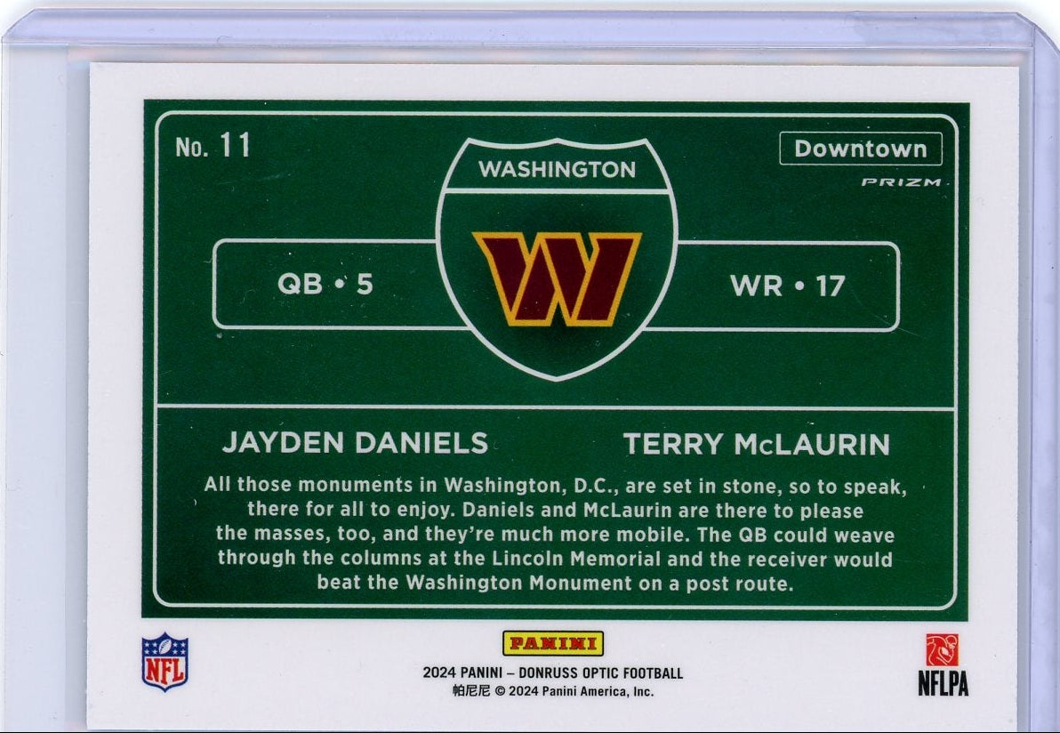 Jayden Daniels/Terry McLaurin 2024 Panini Donruss Optic Downtown