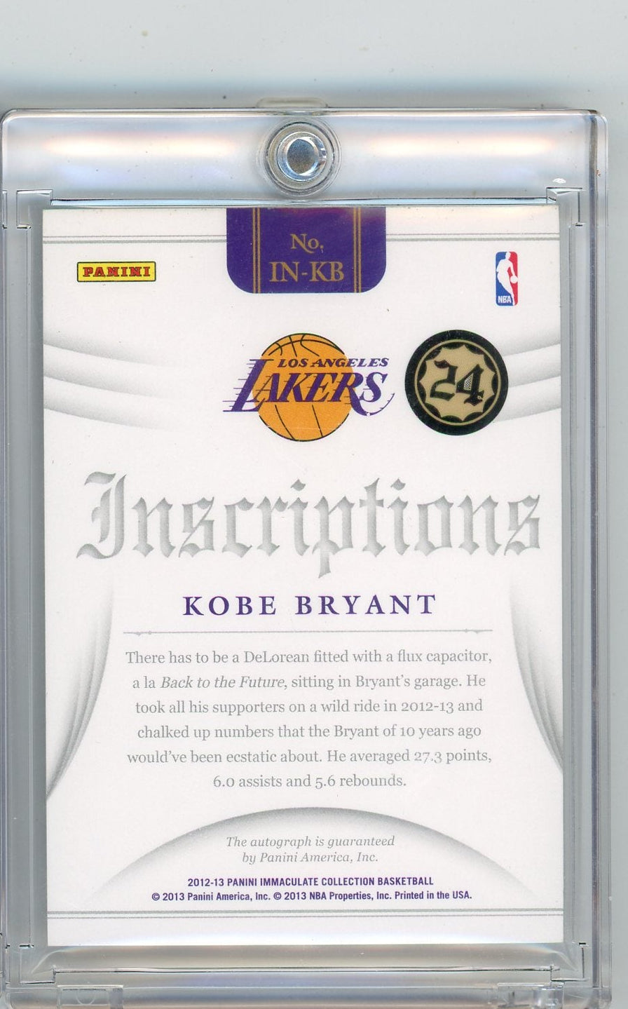 Kobe Bryant 2012-13 Immaculate Collections Inscriptions Autograph #'d 32/99