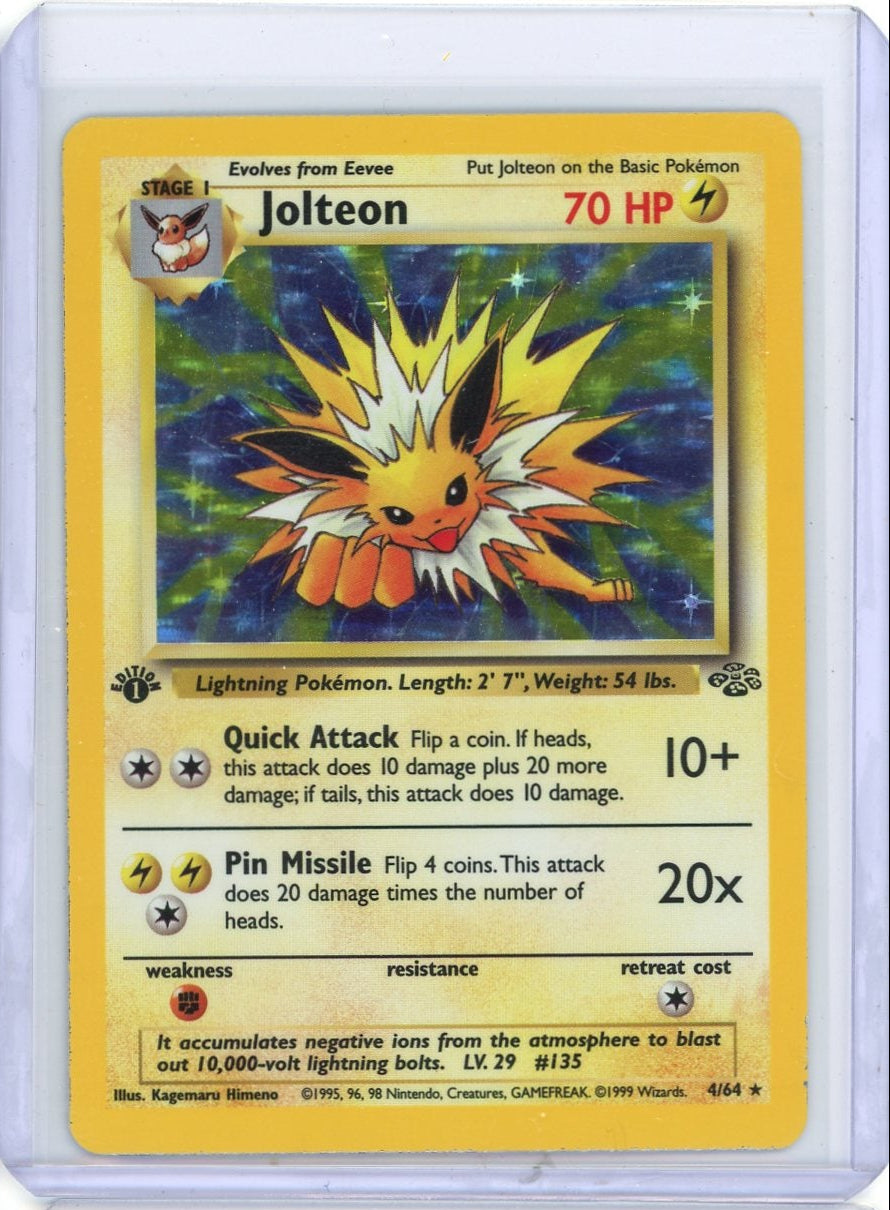 Jolteon 1999 Pokemon Jungle 1st Edition holo #4/64 LP