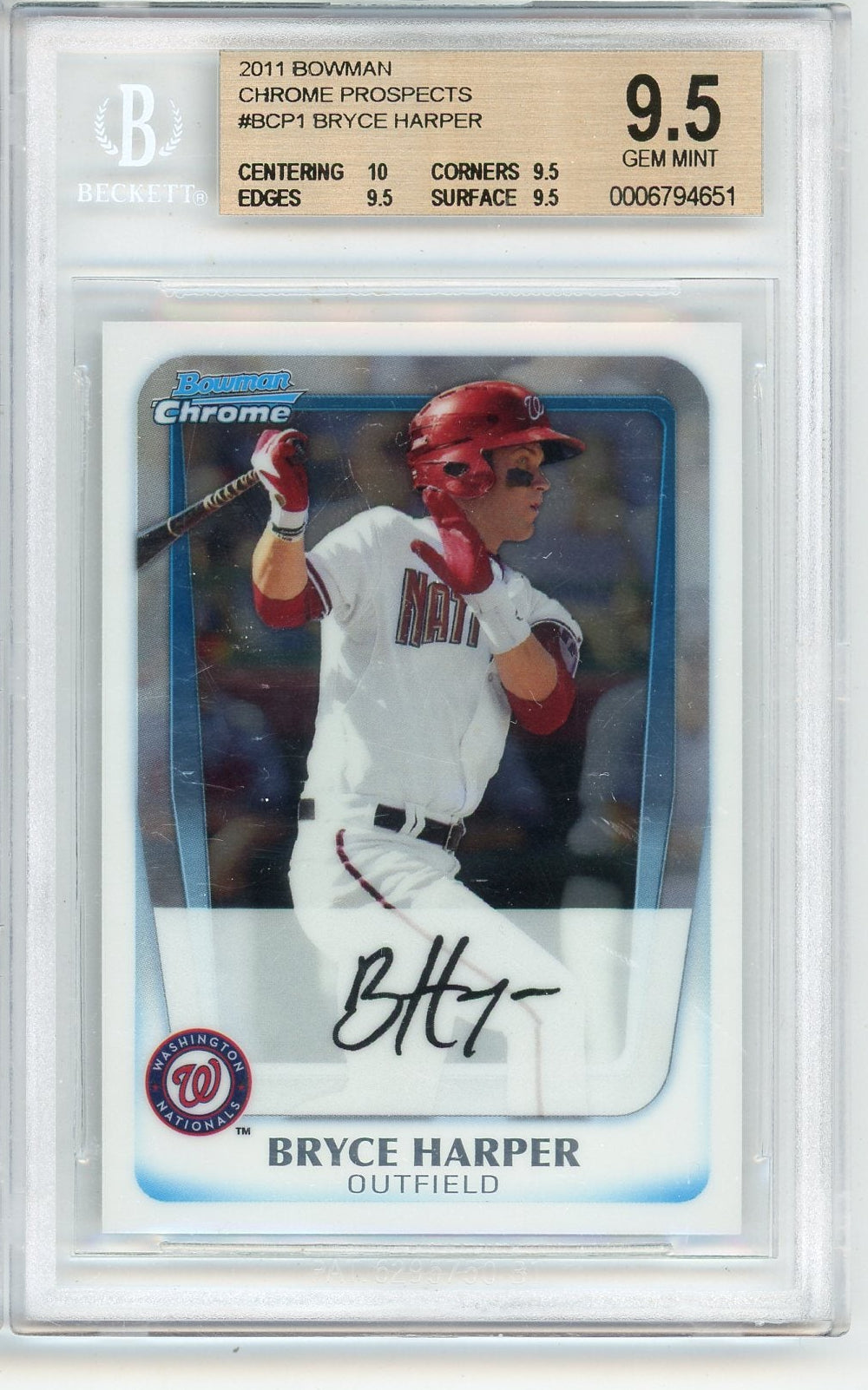 Bryce Harper 2011 Bowman Chrome BGS 9.5