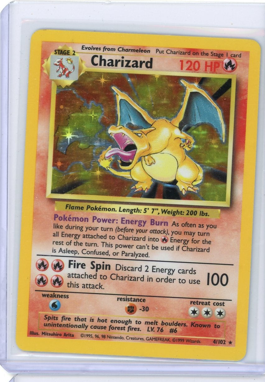 Charizard 1999 Pokemon Base Set holo #4/102 LP/MP