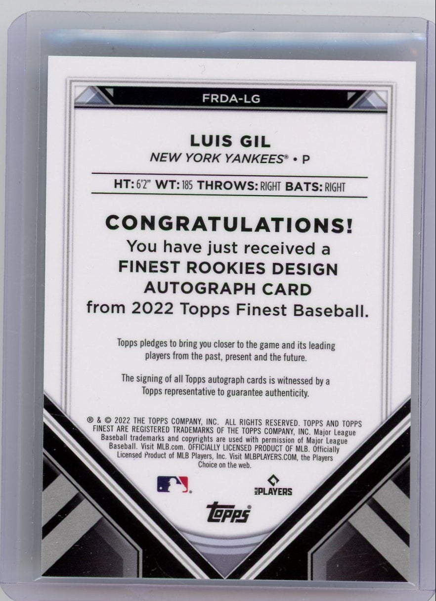 Luis Gil 2022 Topps Finest Finest Rookies Variation Auto RC