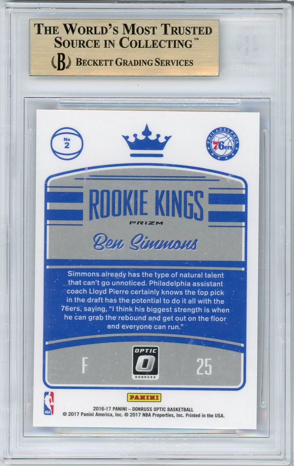 Ben Simmons 2016-17 Panini Donruss Optic Rookie Kings purple BGS 9.5