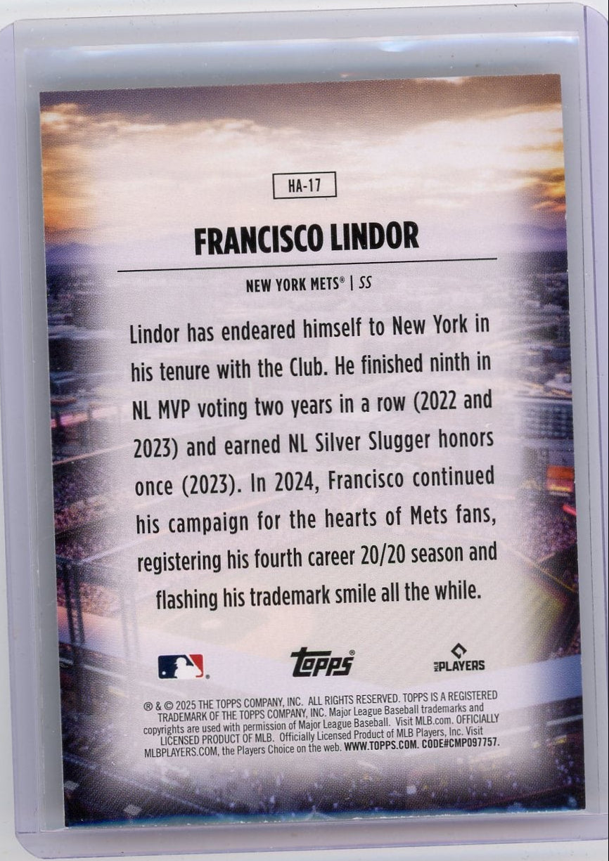 Francisco Lindor 2025 Topps Series 1 Home Field Advantage