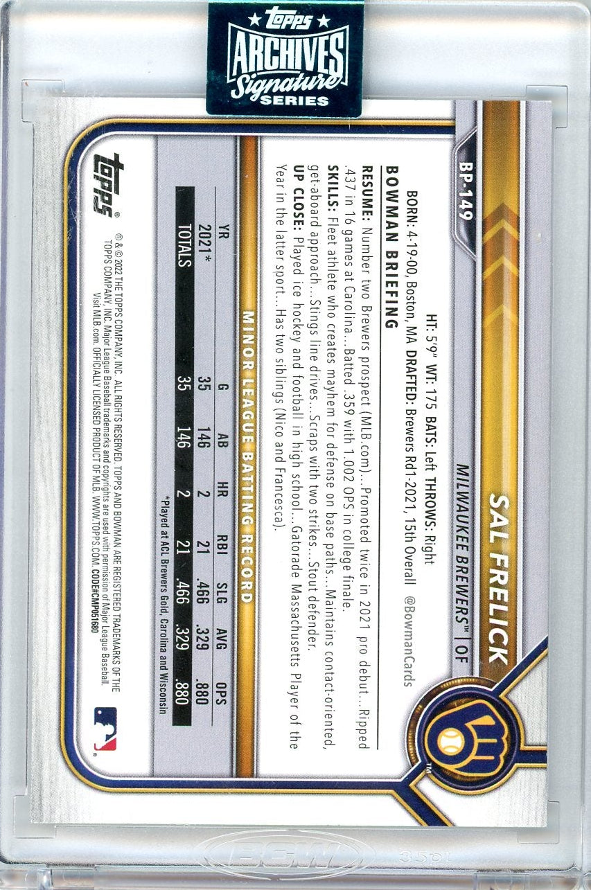 Sal Frelick 2024 Topps Archives '22 autograph #'d 80/99