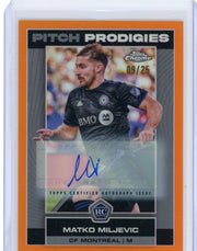 Matko Miljevic 2023 Topps Chrome MLS Pitch Prodigies orange refractor autograph #'d 09/25 RC