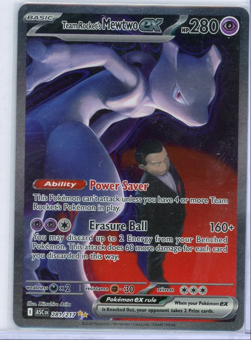 Team Rocket's Mewtwo ex Pokémon Ascended Heroes Special Illustration Rare #281/217