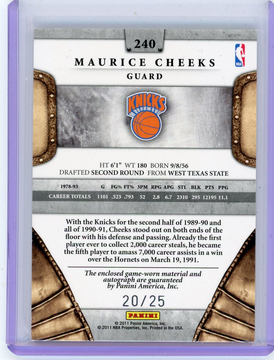 Maurice Cheeks 2011 Panini Crown Royale Prime Silhouettes Auto Jersey Relic #'d 20/25