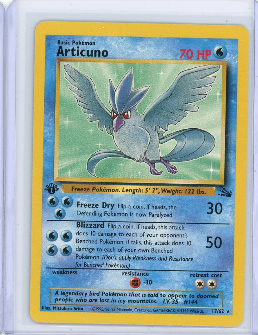 Articuno 1999 Pokémon Fossil 1st Edition non holo 17/62