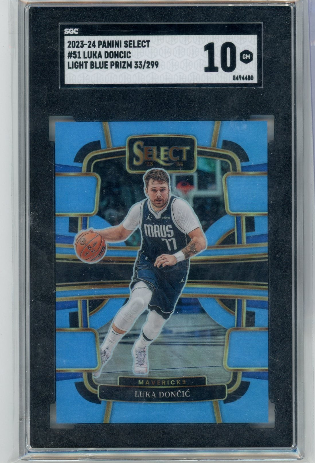 Luka Doncic 2023-24 Panini Select Basketball Light Blue Prizm #'d 33/299 SGC 10