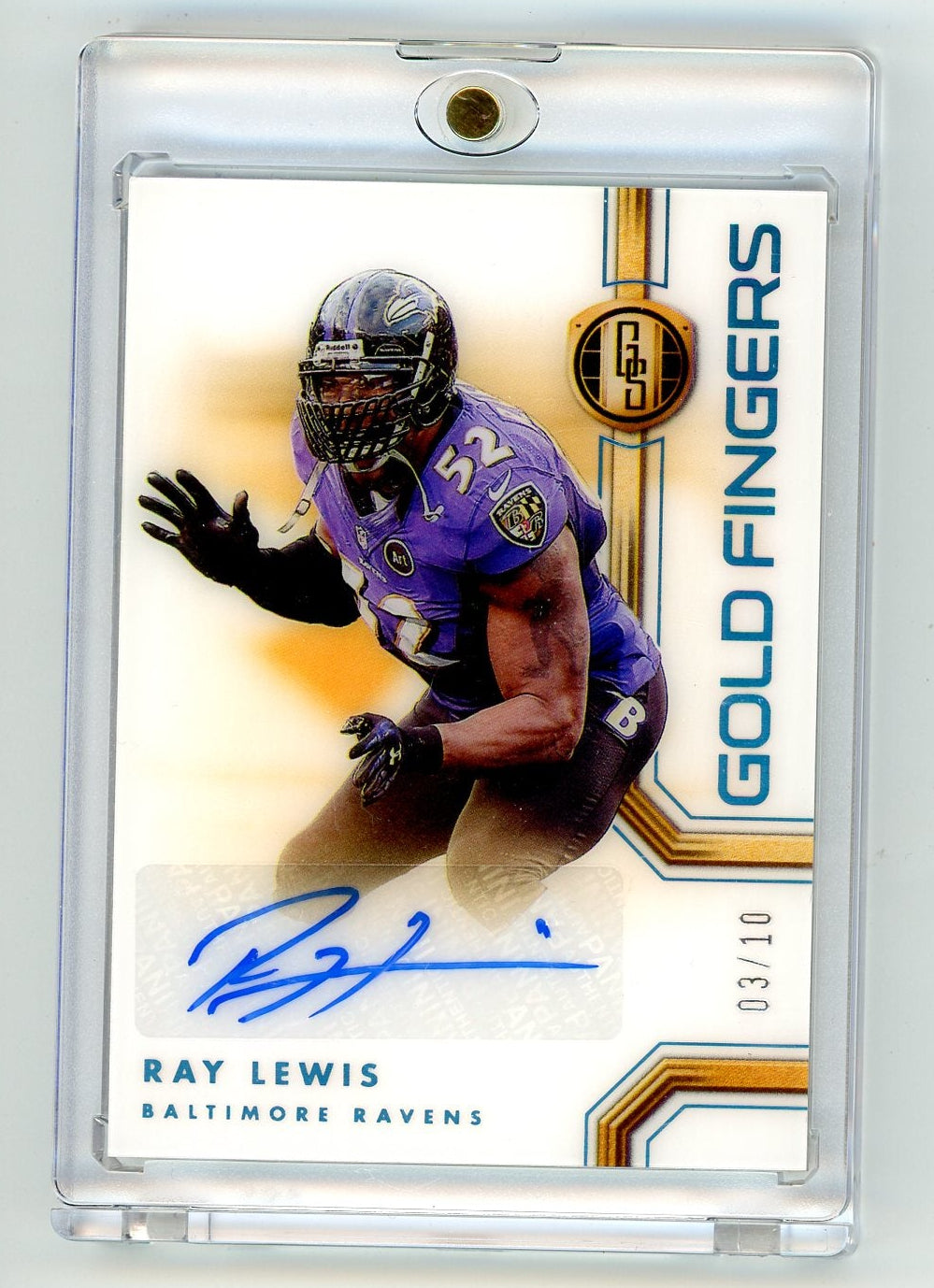 Ray Lewis 2022 Panini Gold Standard Gold Fingers Auto Platinum #'d 03/10