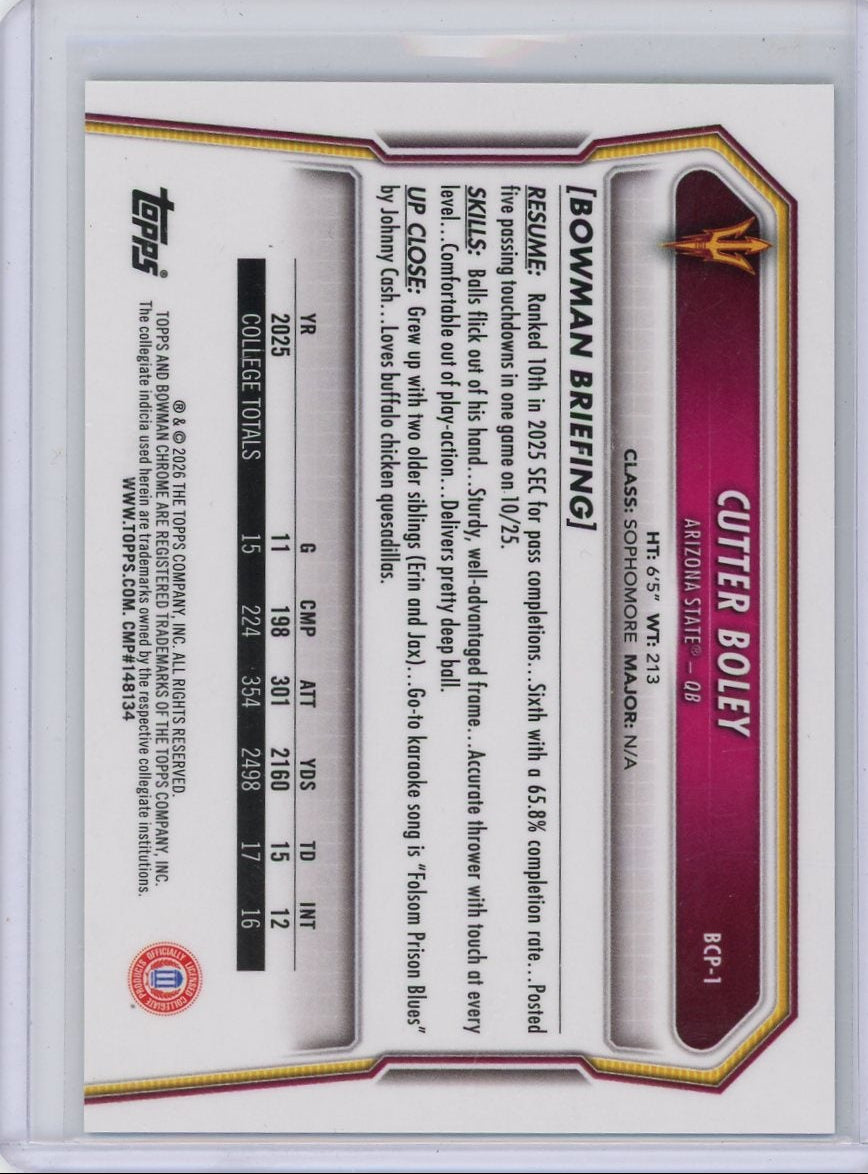 Cutter Boley Topps Bowman Chrome /10 #BCP-1 True Black Refractor