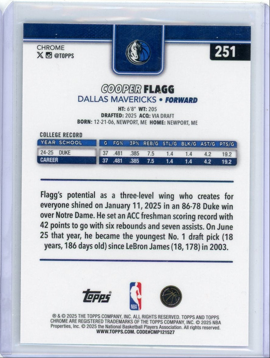 Cooper Flagg 2025 Topps Chrome X-Fractor