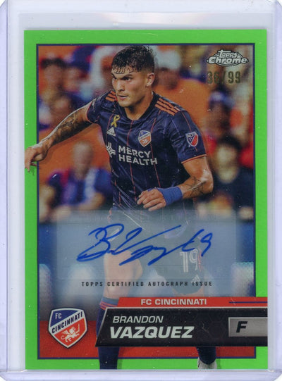 Brandon Vazquez 2023 Topps Chrome MLS neon green refractor autograph #'d 36/99