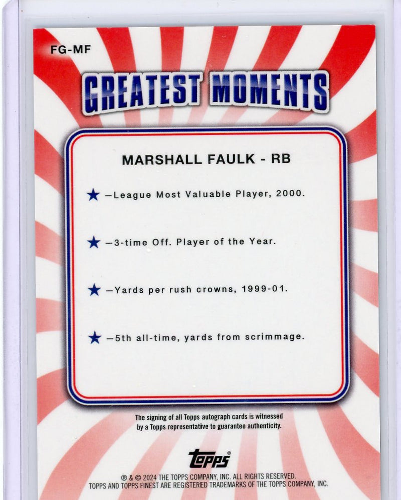 Marshall Faulk 2024 Topps Finest Finest Greats autograph gold geometric ref. 