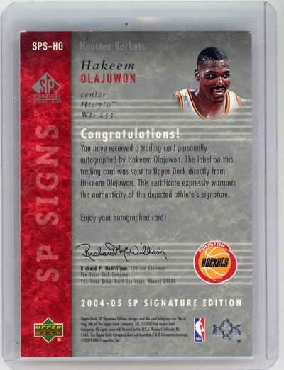 Hakeem Olajuwon 2004 Upper Deck SP Signature Edition SP Signs #'d 20/50