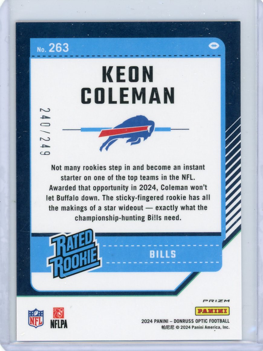 Keon Coleman 2024 Panini Donruss Optic Rated Rookie Orange #'d 240/249