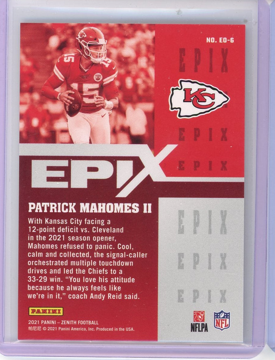 Patrick Mahomes II 2021 Panini Zenith Epix Play Red #'d 27/99