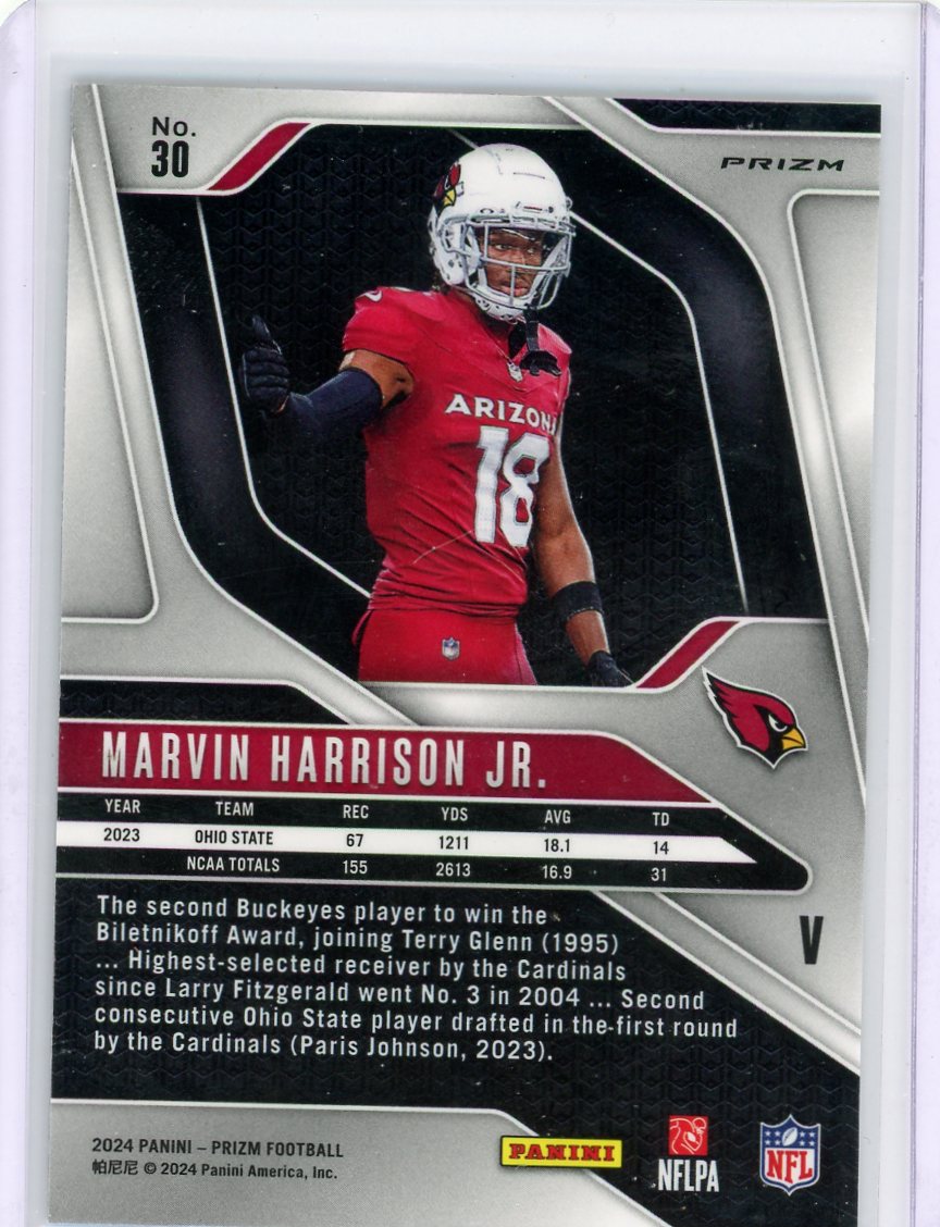 Marvin Harrison Jr. 2024 Panini Prizm silver variation rookie card