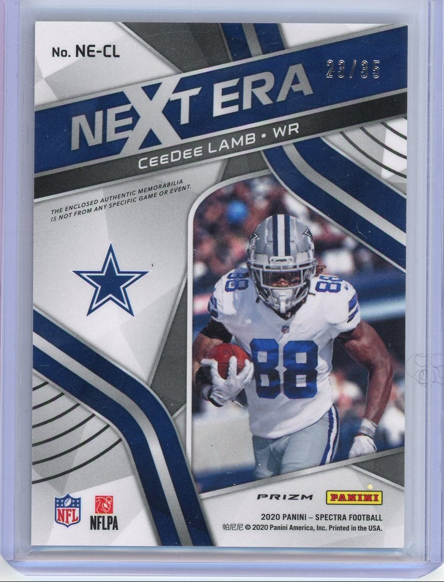 CeeDee Lamb 2020 Panini Spectra Next Era Relic Neon Green Prizm #'d 23/35
