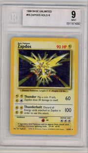 Zapdos 1999 Pokémon Base Set Unlimited Holo #16/102 BGS 9