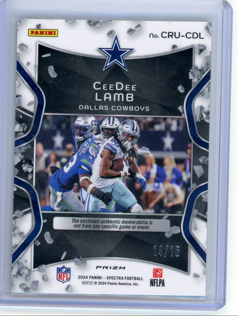 CeeDee Lamb 2024 Panini Spectra Crush Pink Neon #'d 14/15