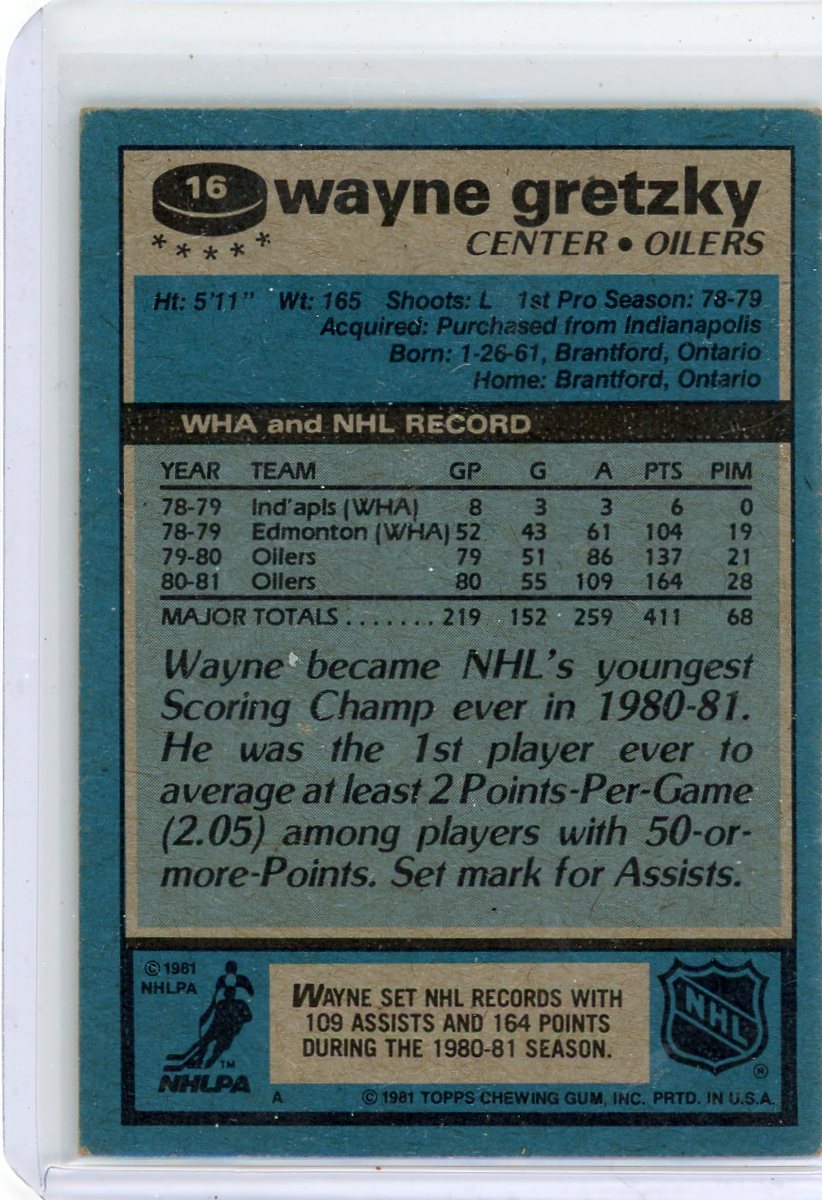 Wayne Gretzky 1981-82 Topps #16