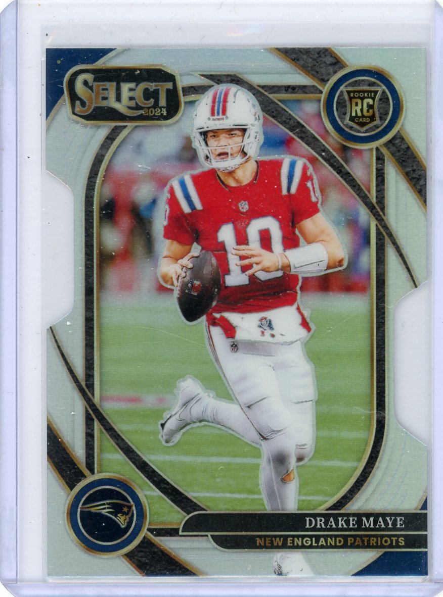 Drake Maye 2024 Panini Select Silver Prizm Die-Cut RC