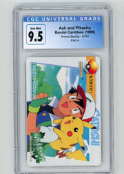 Ash & Pikachu 1998 Pocket Monsters (Pokémon) Bandai Carddass #141 CGC 9.5