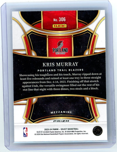 Kris Murray 2023-24 Panini Select Tiger prizm rookie card