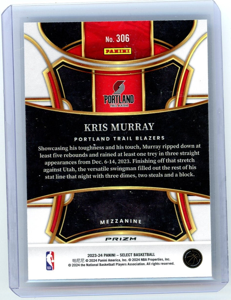 Kris Murray 2023-24 Panini Select Tiger prizm rookie card