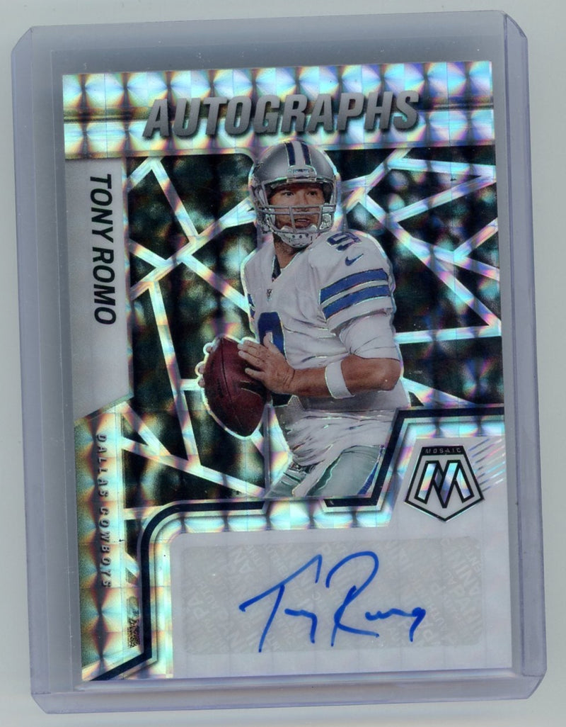 Tony Romo 2022 Panini Mosaic Autographs Silver Prizm Auto