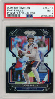 Davis Mills 2021 Panini Chronicles Prizm Black silver prizm rc PSA 9