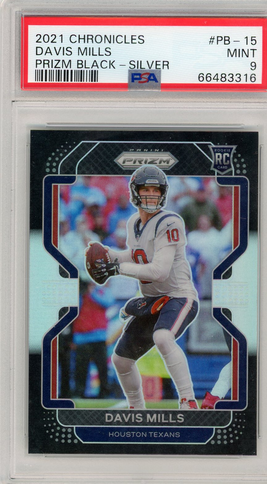 Davis Mills 2021 Panini Chronicles Prizm Black silver prizm rc PSA 9
